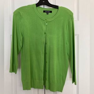 Ellen Tracy green apple cardigan, size medium.